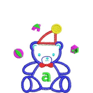 蓝色小熊戴帽字母a