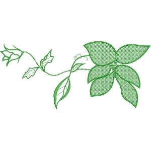 绿色植物刺绣图案