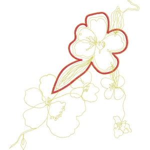 红色花边刺绣图案