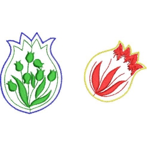两朵刺绣郁金香图案