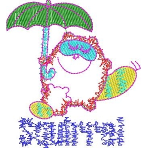 卡通小动物撑伞度假