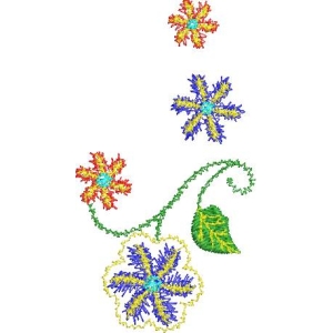 彩色花朵刺绣图案