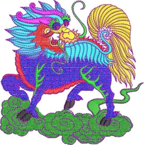 彩色刺绣龙图腾