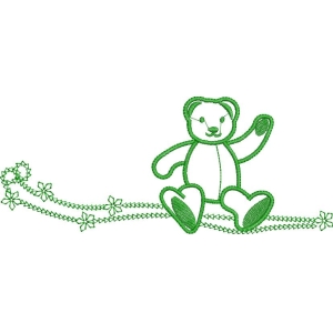 绿色刺绣小熊图案