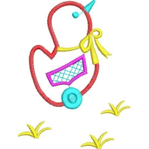 彩色刺绣小鸭图案