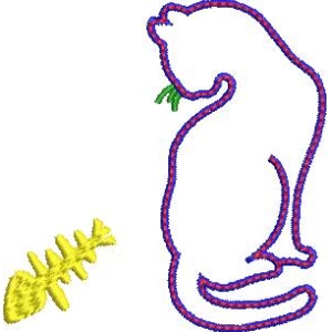 猫与鱼骨的卡通图案