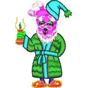 圣诞老人穿浴袍持蜡烛