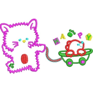 卡通猫咪拉玩具车
