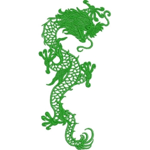 绿色龙形刺绣图案