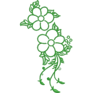 绿色刺绣花卉图案