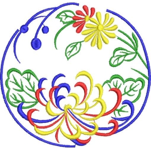彩色花卉刺绣图案
