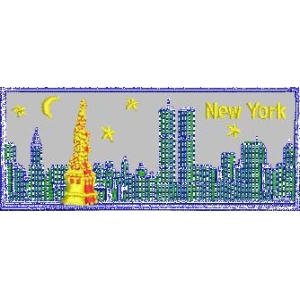 纽约城市夜景插画