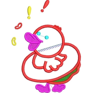 彩色刺绣小鸭图案