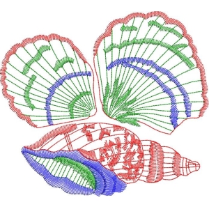 彩色刺绣贝壳图案