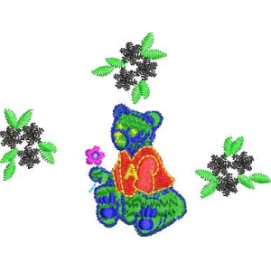 彩色小熊与花朵图案