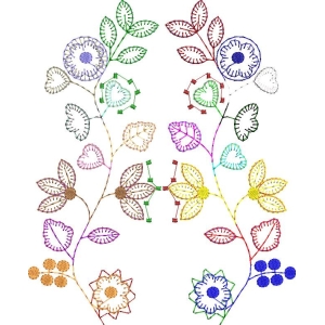 彩色刺绣花卉图案