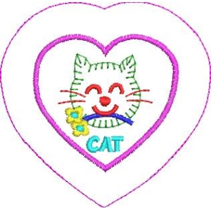 心形边框内的卡通猫图案