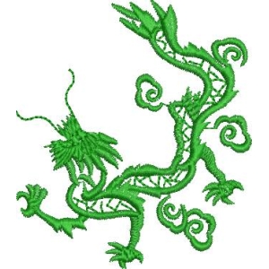 绿色龙形刺绣图案