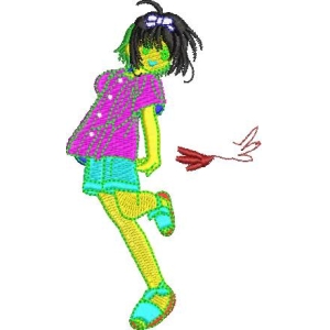 彩色动漫女孩卡通形象