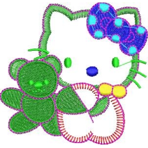 凯蒂猫抱着毛绒玩具