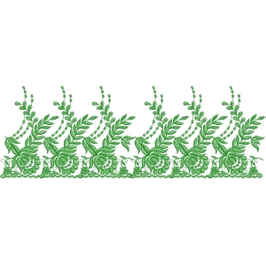 绿色植物刺绣花边图案