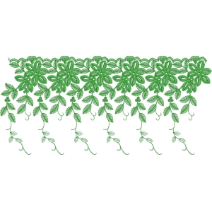 绿色花卉刺绣花边图案