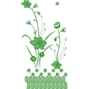 绿色花卉刺绣图案