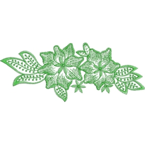 绿色刺绣花卉图案