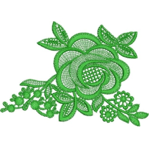 绿色蕾丝花卉刺绣图案_zbw1740