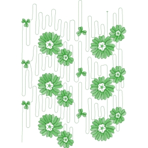 绿色花卉刺绣图案