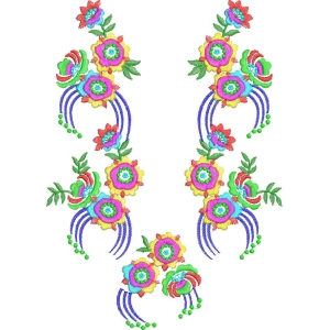 彩色花卉刺绣图案