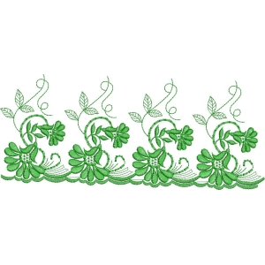 绿色花卉刺绣边饰图案_zbw1776