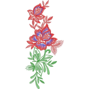 红色花卉刺绣图案
