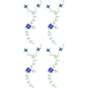 蓝色花朵藤蔓图案设计