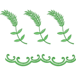 绿色植物刺绣图案