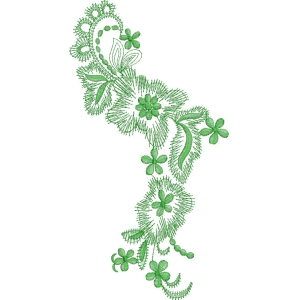 绿色刺绣花卉图案