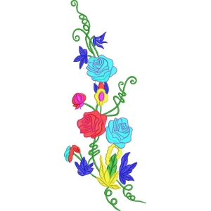 彩色花卉刺绣图案