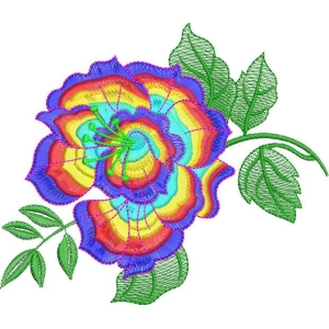 彩虹刺绣花朵图案