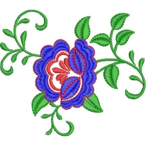 蓝色花卉刺绣图案