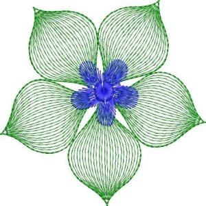 绿色花瓣蓝花图案