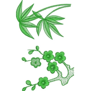绿色植物刺绣图案