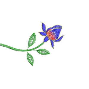 蓝色花朵刺绣图案