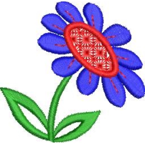 蓝色花朵刺绣图案