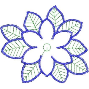 蓝色花形刺绣图案