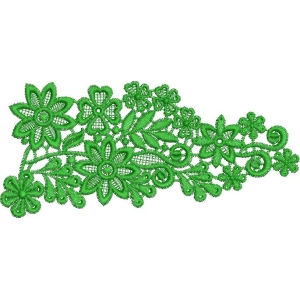 绿色刺绣花卉图案