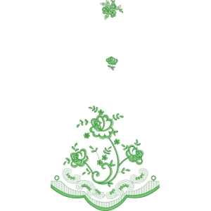 绿色花卉刺绣图案