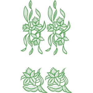 绿色植物刺绣图案
