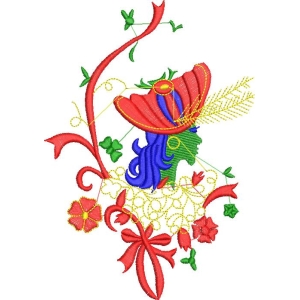 彩色刺绣花卉图案