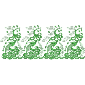 绿色刺绣花卉图案