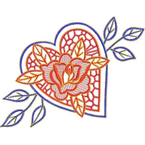 心形玫瑰刺绣图案